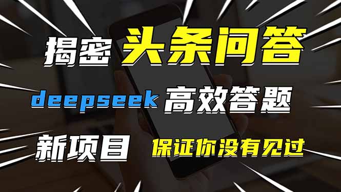 头条问答，刚出的新玩法！保证你没见过！用DeepSeek去高效答题，一个账…-叮当猫聊项目