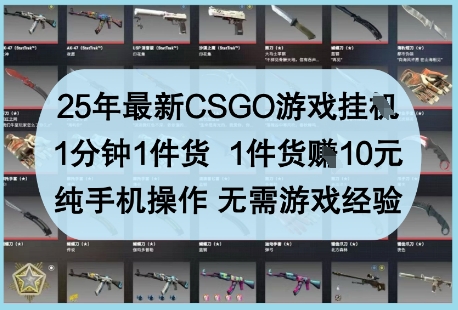25年最新CSGO游戏挂G，1分钟1件货，1件货挣10元，纯手机操作，无需游戏经验【揭秘】-叮当猫聊项目