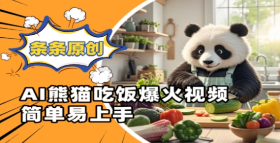 Ai熊猫吃饭爆火视频，条条原创，简单易上手-叮当猫聊项目