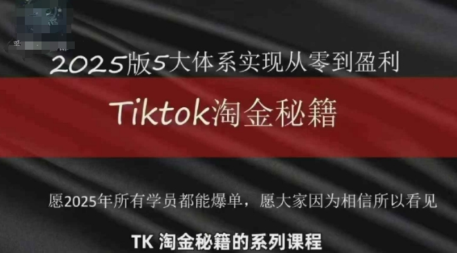 TikTok跨境2025淘金秘籍，​2025TikTok从0到盈利变现-叮当猫聊项目