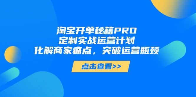 淘宝开单秘籍PRO，定制实战运营计划，化解商家痛点，突破运营瓶颈-叮当猫聊项目