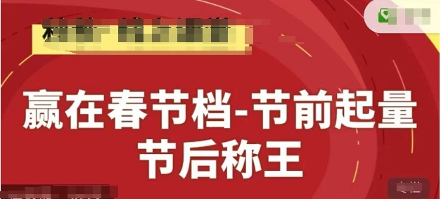赢在春节档-节前起量，后称王，淘系精品线上系列课-叮当猫聊项目