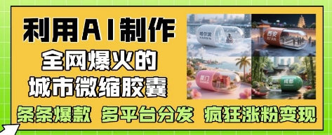 利用AI制作全网爆火的城市微缩胶囊，条条爆款， 多平台分发，疯狂涨粉变现-叮当猫聊项目