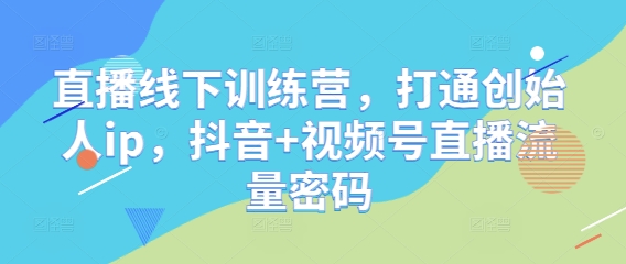 直播线下训练营，打通创始人ip，抖音+视频号直播流量密码-叮当猫聊项目