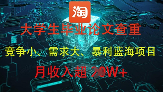 大学生毕业论文查重，暴利蓝海项目，月收入过1W+-叮当猫聊项目