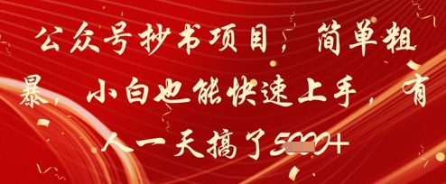 公众号抄书项目，简单粗暴，小白也能快速上手，有人一天搞了1k+-叮当猫聊项目