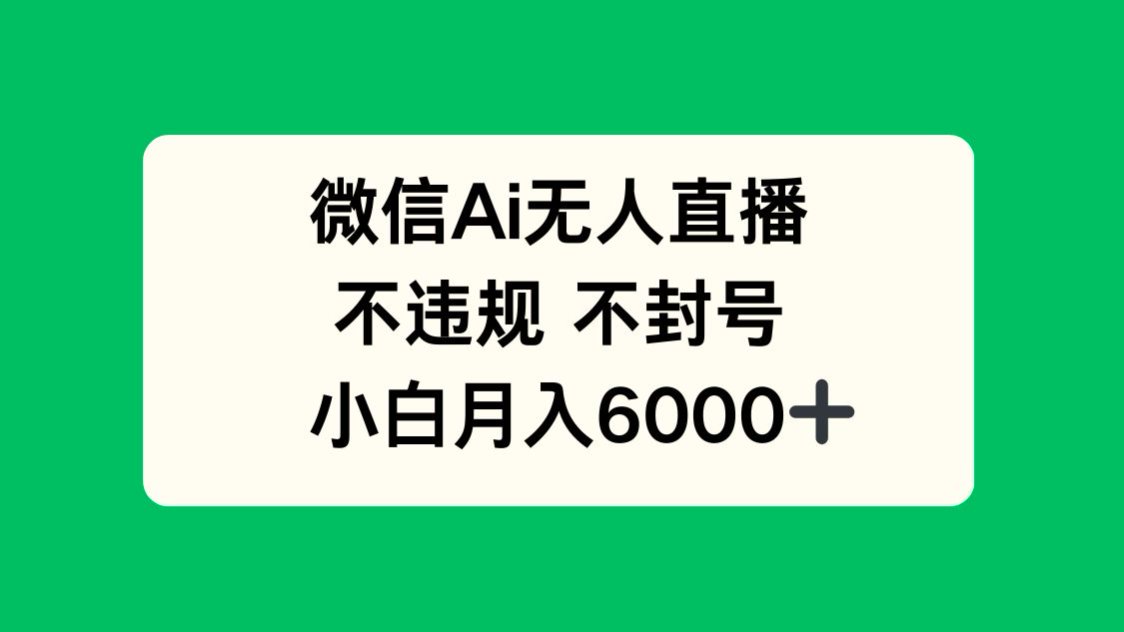 微信AI无人直播，不违规 不封号 ，小白月入6000+-叮当猫聊项目