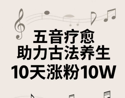 古法五音养生教程，五音疗愈的视频的制作方法，2-4小时就能学会，作者10天涨粉10W-叮当猫聊项目