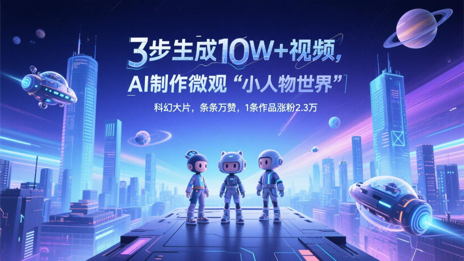 三步生成10W+视频，AI制作微观“小人物世界”科幻大片，条条万赞，1条作品涨粉2.3万-叮当猫聊项目