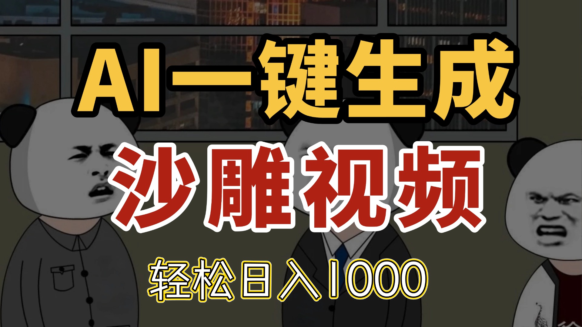 AI一键生成沙雕视频，一条视频千万播放，轻松日入1000-叮当猫聊项目