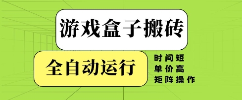 游戏盒子搬砖，全自动运行，无需人工，时间短、单价高、矩阵操作【揭秘】-叮当猫聊项目
