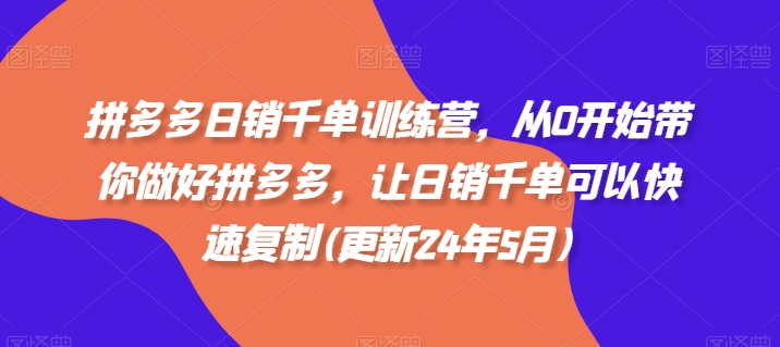 拼多多日销千单训练营，从0开始带你做好拼多多，让日销千单可以快速复制(更新25年5月)-叮当猫聊项目