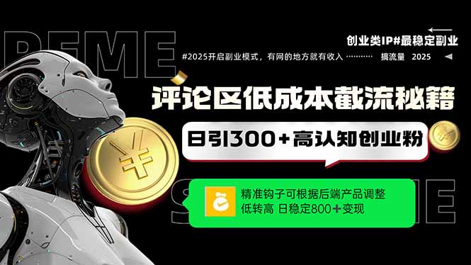 评论区低成本引流秘籍，精准钩子直击用户，单账号日增300+创业粉，日稳…-叮当猫聊项目
