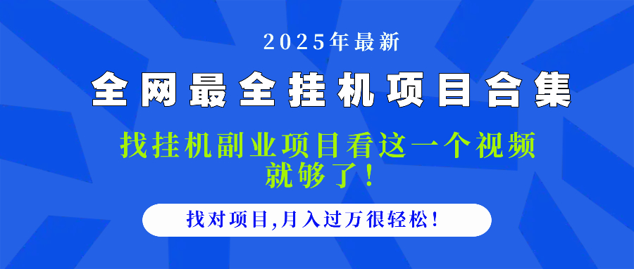 2025最全挂机项目合集 找项目看这一个视频就够了，做对项目月入过万很…-叮当猫聊项目