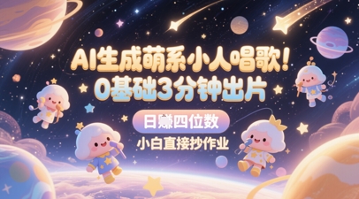 AI生成萌系小人唱歌，0基础3分钟出片，28个作品涨粉8.9W，单条最高19W赞，日入四位数，小白直接抄作业-叮当猫聊项目