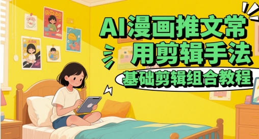 AI漫画推文常用剪辑手法，基础剪辑组合教程-叮当猫聊项目