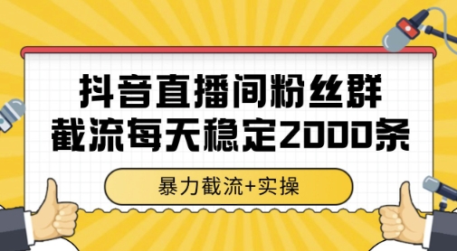 抖音直播间粉丝群暴力截流，一台电脑每天稳定2000条数据，暴力截流+实操 【揭秘】-叮当猫聊项目