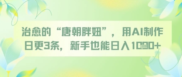 治愈的“唐朝胖妞”，用AI制作日更3条，新手也能日入多张-叮当猫聊项目