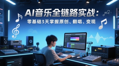 AI音乐全链路实战变现课：零基础3天掌握原创、翻唱、变现-叮当猫聊项目