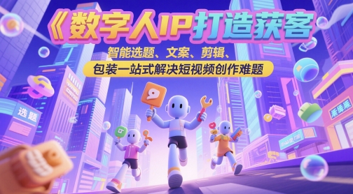 数字人IP打造获客变现实操课，智能选题、文案、剪辑、包装一站式解决短视频创作难题-叮当猫聊项目
