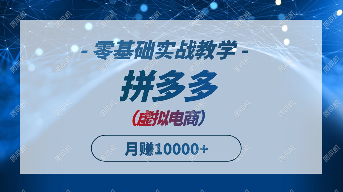 拼多多虚拟电商，零基础实战教学，快速打爆商品，新手也能月入10000+-叮当猫聊项目