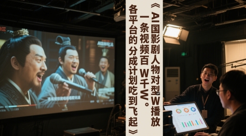 AI三国影视剧人物对口型唱歌玩法，一条视频百W千W播放，各平台的分成计划吃到飞起-叮当猫聊项目