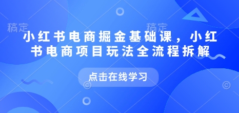 小红书电商掘金课，小红书电商项目玩法全流程拆解(更新5月)-叮当猫聊项目