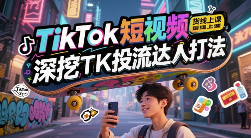 TikTok短视频带货线上课，深挖TK投流达人打法-叮当猫聊项目