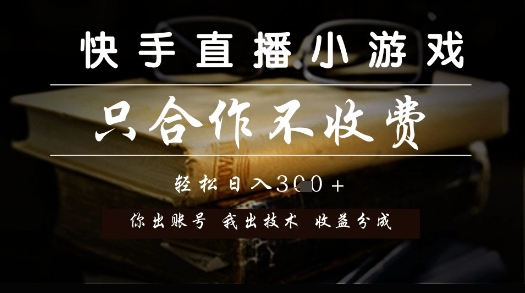快手直播小游戏，只合作不收费，你出账号我出技术， 分润模式【揭秘】-叮当猫聊项目