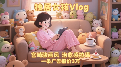 单个账号涨粉71W！用AI制作独居女孩Vlog，宫崎骏画风，治愈感拉满，一条广告报价3W-叮当猫聊项目