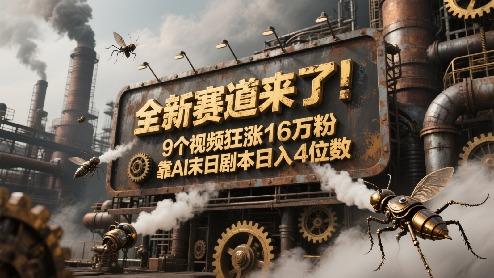 全新赛道来了！9个视频狂涨16万粉，靠AI末日剧本日入4位数，评论区爆肝追更！-叮当猫聊项目