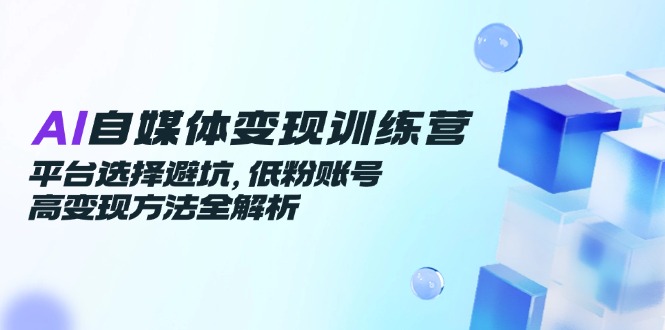 AI自媒体变现训练营，平台选择避坑，低粉账号高变现方法全解析-叮当猫聊项目
