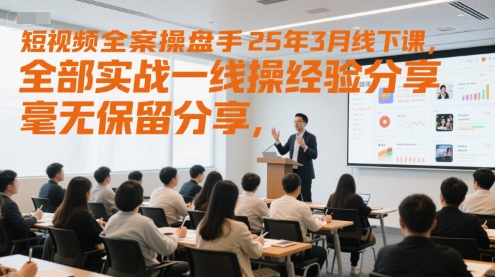 短视频全案操盘手25年3月线下课，全部实战一线操盘手经验分享，毫无保留分享，全是干货-叮当猫聊项目