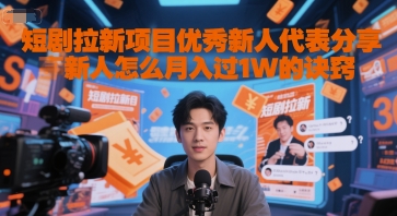 短剧拉新项目优秀新人代表分享新人怎么月入过1W的诀窍-叮当猫聊项目