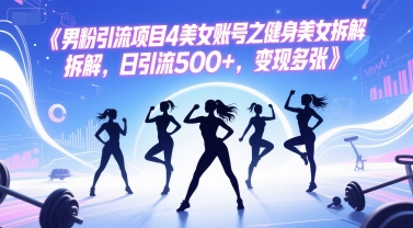 男粉引流项目4美女账号之健身美女拆解，日引流500+，变现多张-叮当猫聊项目