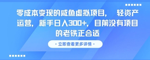 零成本变现的咸鱼虚拟项目， 轻资产运营，新手日入3张+，目前没有项目的老铁正合适-叮当猫聊项目