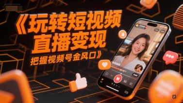 玩转短视频直播变现，把握视频号金风口-叮当猫聊项目