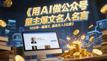 用AI做公众号流量主爆文名人名言，10分钟一篇爆文，最高月入5位数-叮当猫聊项目