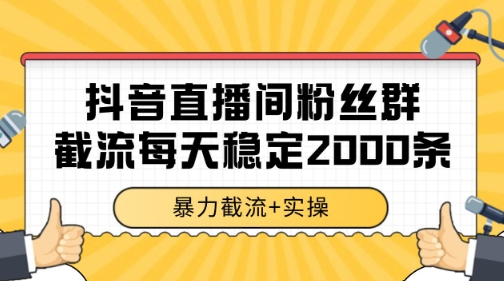 抖音直播间粉丝群暴力截流，一台电脑每天稳定2000条数据【揭秘】-叮当猫聊项目