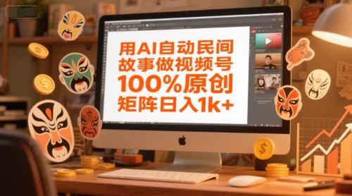 用AI自动民间故事做视频号，100%原创，矩阵日入1k+-叮当猫聊项目