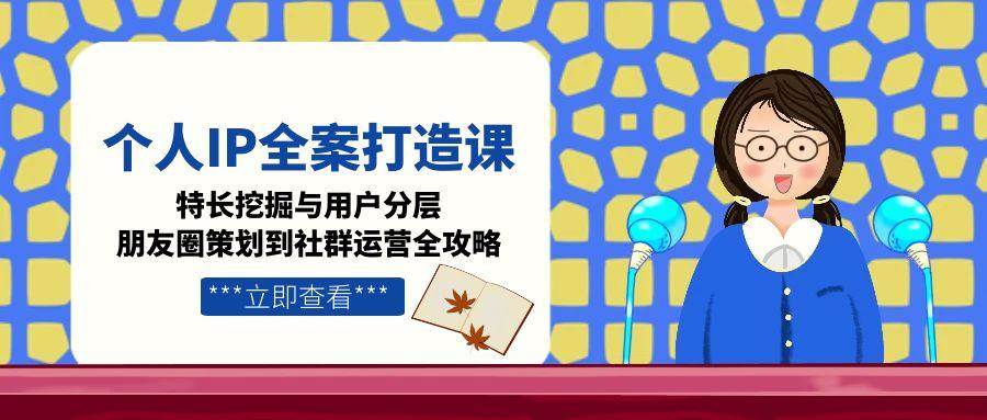 个人IP全案打造课，特长挖掘与用户分层，朋友圈策划到社群运营全攻略-叮当猫聊项目