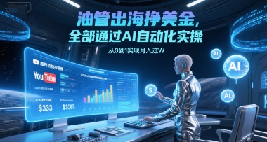 油管出海挣美金，全部通过AI自动化实操，从0到1实现月入过W-叮当猫聊项目