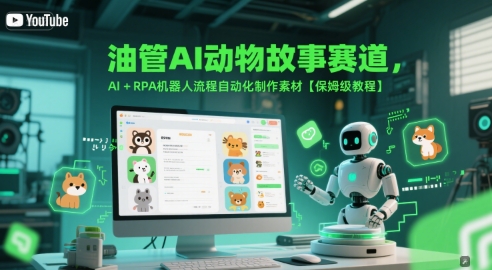 油管AI动物故事赛道，AI+RPA机器人流程自动化制作素材【保姆级教程】-叮当猫聊项目