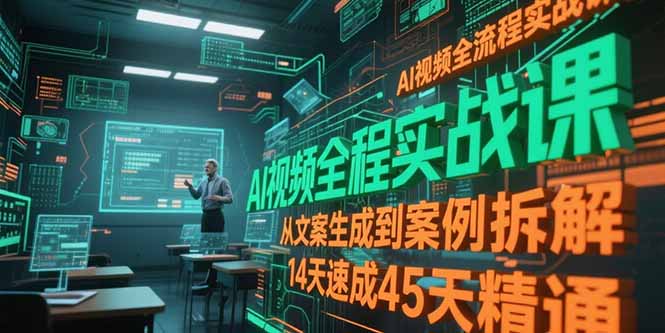 AI视频全流程实战课，从文案生成到案例拆解，14天速成45天精通-叮当猫聊项目
