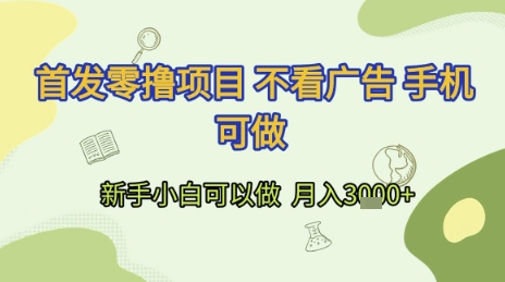 首发零撸项目 不看广告 手机可做 新手小白可以做  月入3k+【揭秘】-叮当猫聊项目