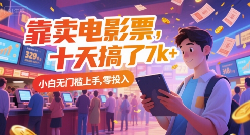 靠卖电影票，十天搞了7k+，小白无门槛上手，零投入【揭秘】-叮当猫聊项目