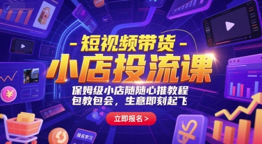 短视频带货-小店投流课，保姆级小店随心推教程，包教包会，生意即刻起飞-叮当猫聊项目