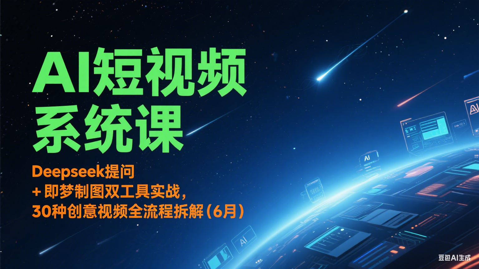 AI短视频系统课：Deepseek提问 + 即梦制图双工具实战，30种创意视频全流程拆解(6月)-叮当猫聊项目