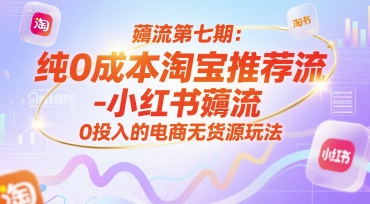 薅流第七期：纯0成本淘宝推荐流-小红书薅流最新版目，0投入的电商无货源玩法(附赠往期)-叮当猫聊项目