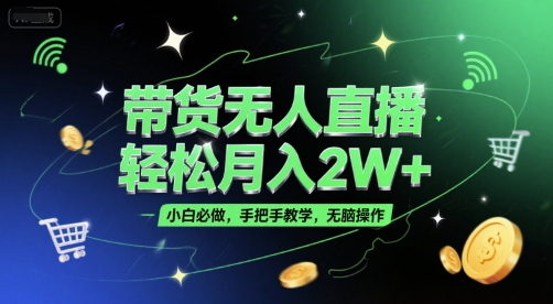 带货无人直播，轻松月入2W+，小白必做，手把手教学，无脑操作(附学习资料)-叮当猫聊项目